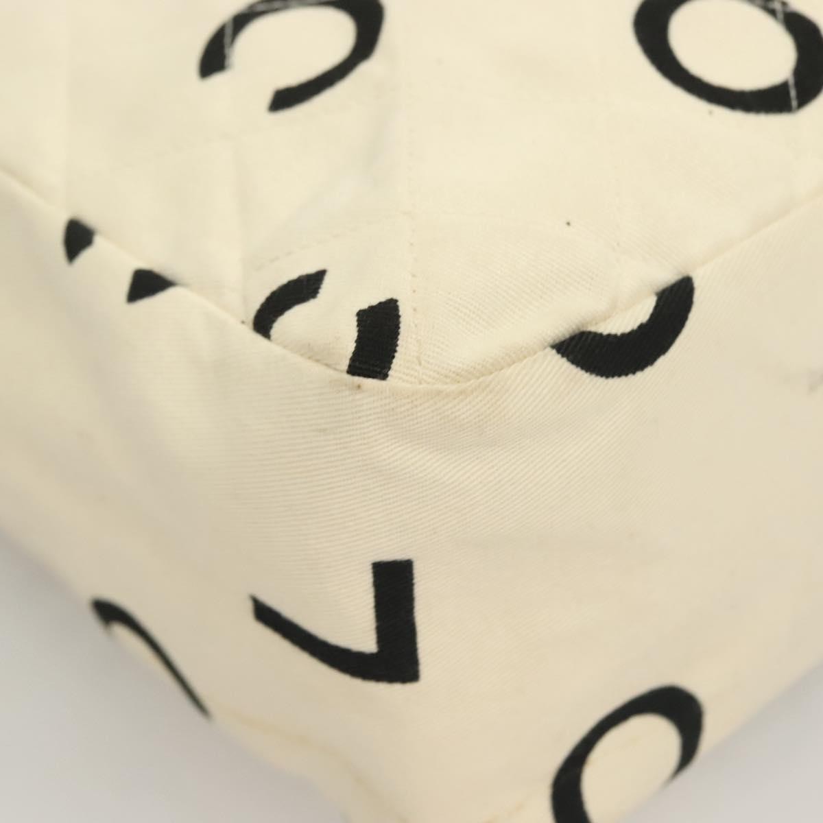 Chanel Vintage Coco Logo Zip Tote Quilted Printed Canvas, WHITE, CANVAS, Tote bag