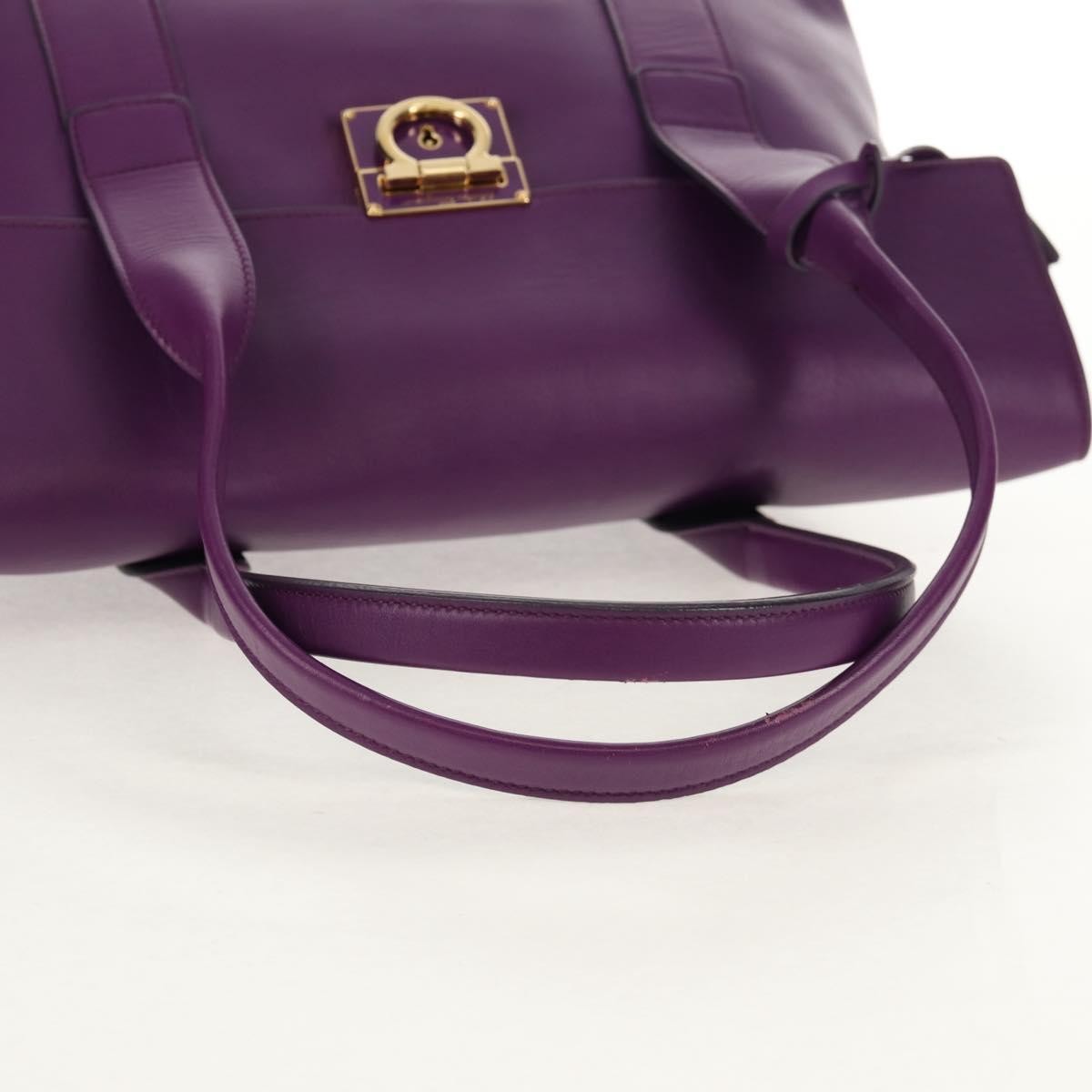 Salvatore Ferragamo Gancini Lock Flap Tote Leather, PURPLE, LEATHER, Handbag