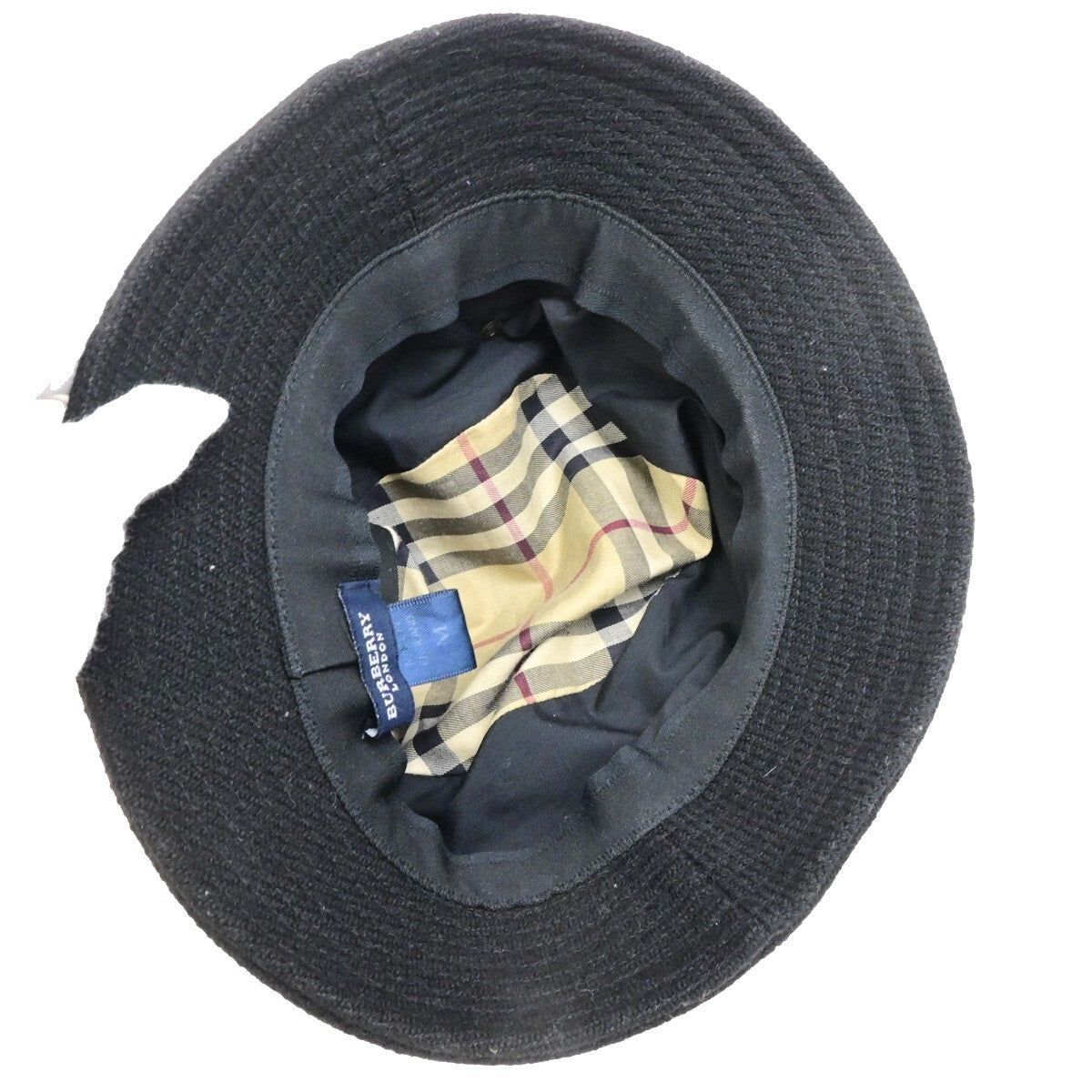 Burberry Nova Check Bucket Hat Wool Cotton, BLACK, WOOL, Head accessory