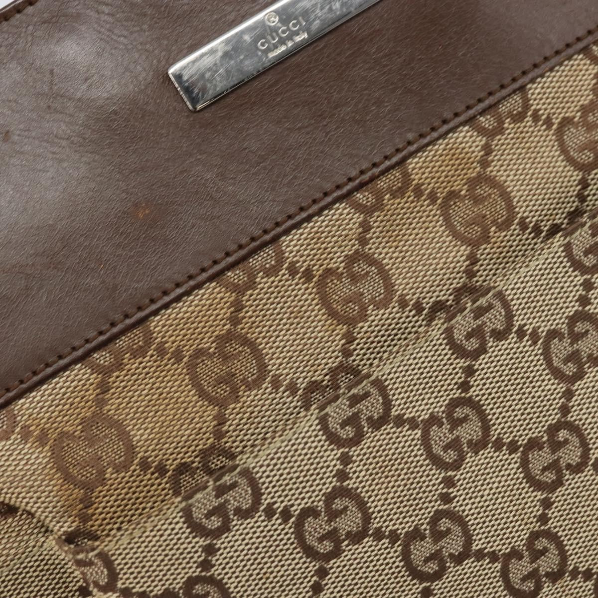 Gucci Vintage Flat Messenger Bag GG Canvas and Leather, BEIGE, CANVAS, Shoulder bag