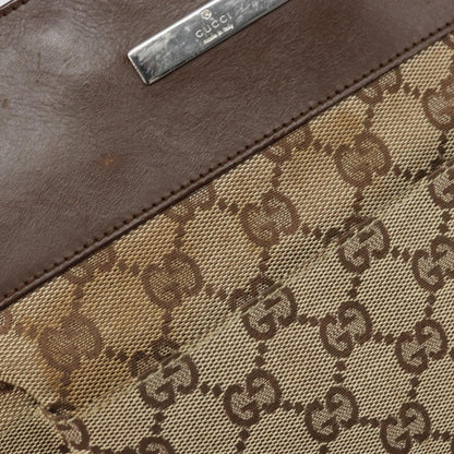 Gucci Vintage Flat Messenger Bag GG Canvas and Leather, BEIGE, CANVAS, Shoulder bag
