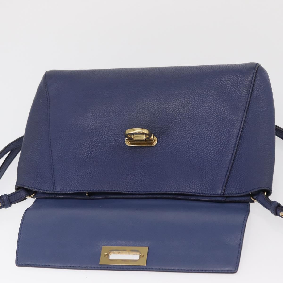 Salvatore Ferragamo Abbey Shoulder Bag Leather, NAVY, LEATHER, Shoulder bag