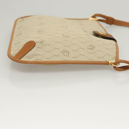 Christian Dior Vintage Honeycomb Shoulder Bag Canvas and Leather, BEIGE, CANVAS, Shoulder bag