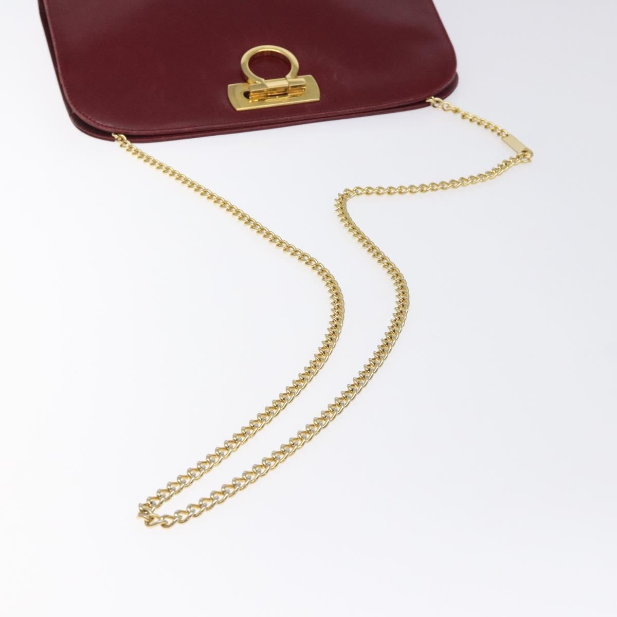Salvatore Ferragamo Vintage Gancini Chain Shoulder Bag Leather, RED, LEATHER, Shoulder bag