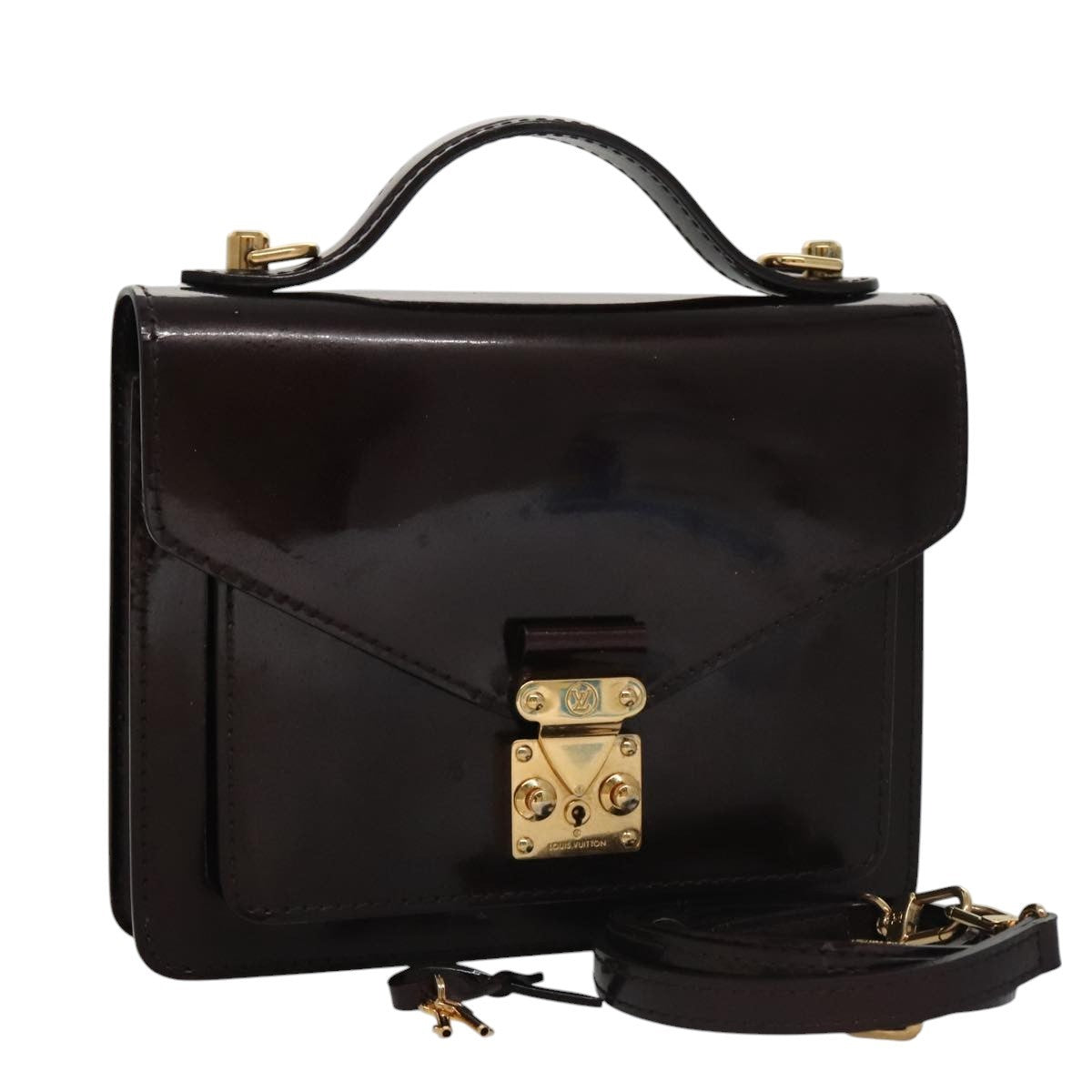 Louis Vuitton Monceau Handbag Vernis, BURGUNDY, PATENT_LEATHER, Handbag