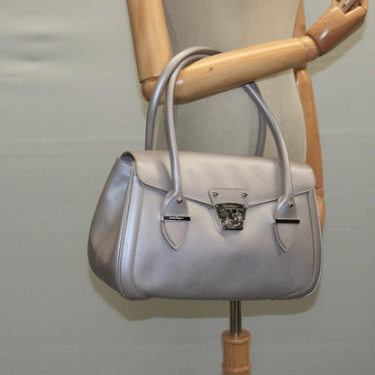 Salvatore Ferragamo Flap Satchel Saffiano Leather, SILVER, LEATHER, Handbag