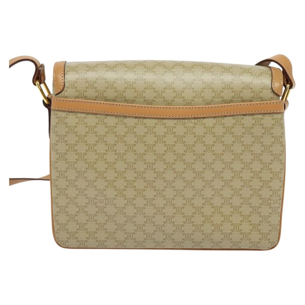 Celine Macadam Shoulder Bag PVC Leather, BEIGE, CANVAS, Shoulder bag