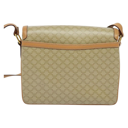 Celine Macadam Shoulder Bag PVC Leather, BEIGE, CANVAS, Shoulder bag