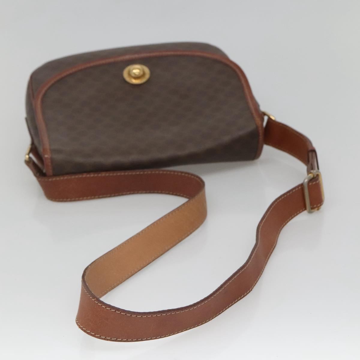 Celine Vintage Macadam Shoulder Bag Canvas and Leather, Brown, Canvas, Shoulder Bag