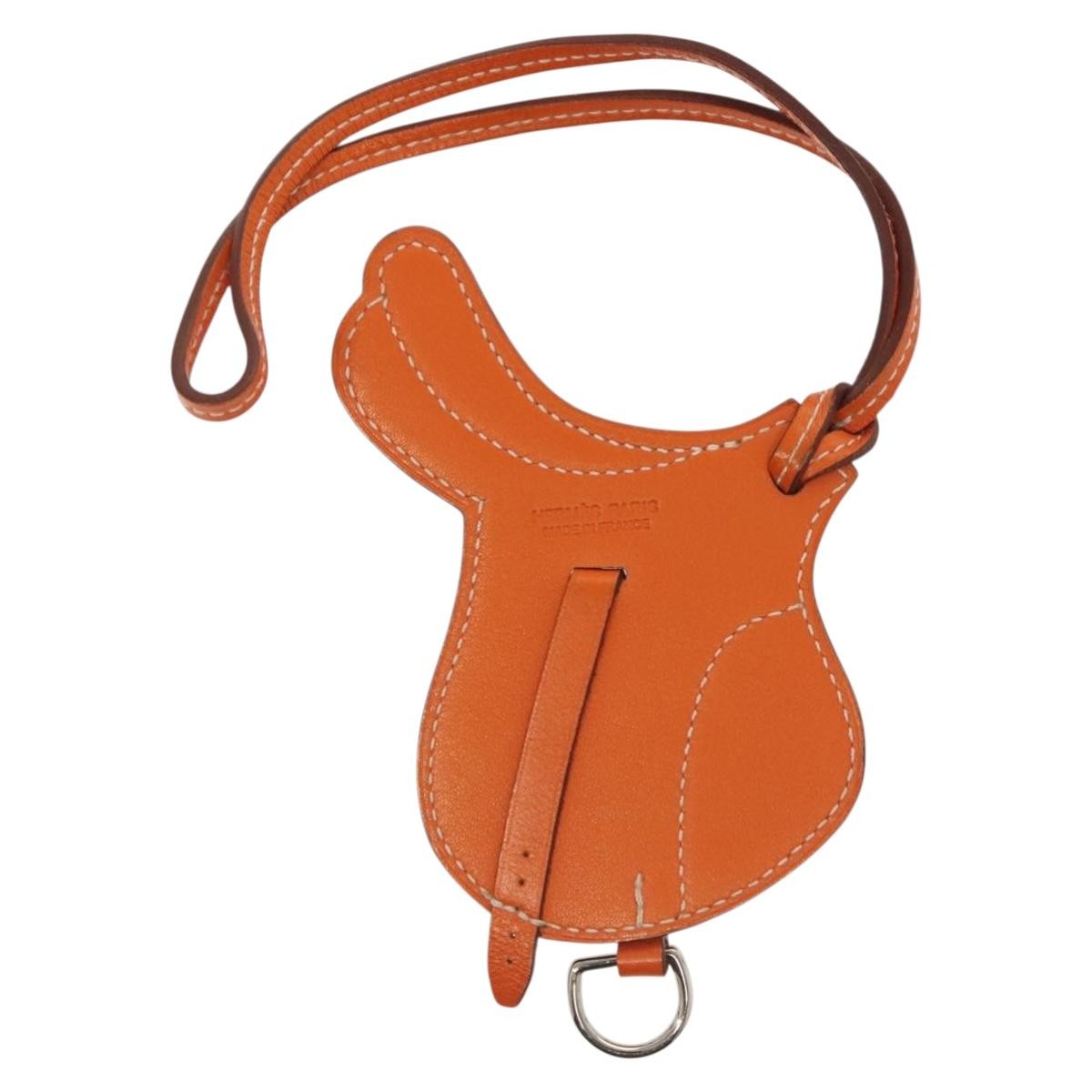 Hermes Paddock Selle Bag Charm Leather, BROWN, LEATHER, Charms and Keychains