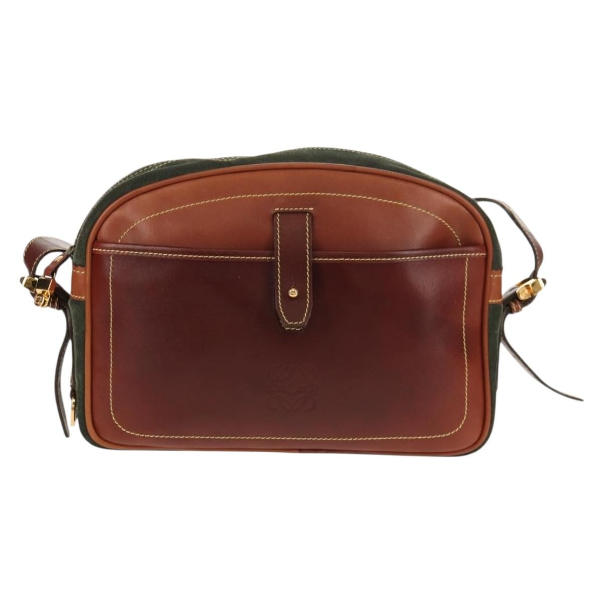 Loewe Anagram Shoulder Bag Suede, BROWN, SUEDE, Shoulder bag