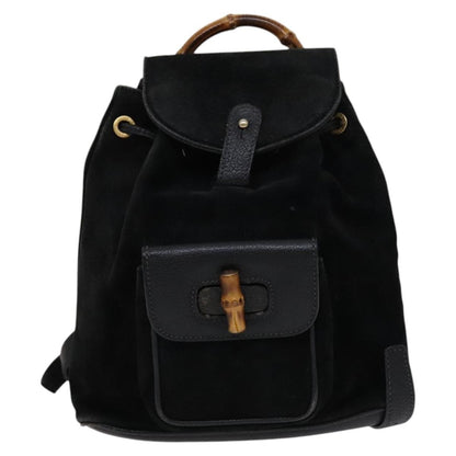 Gucci Gucci bamboo backpack daim, Black, Suede, Backpack