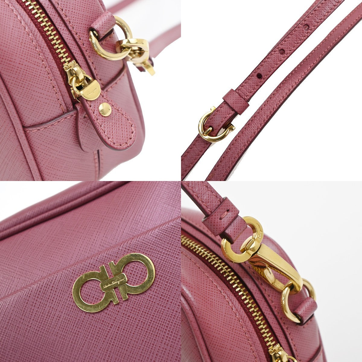 Salvatore Ferragamo Gancini Shoulder Bag Leather, Pink, Leather, Shoulder Bag