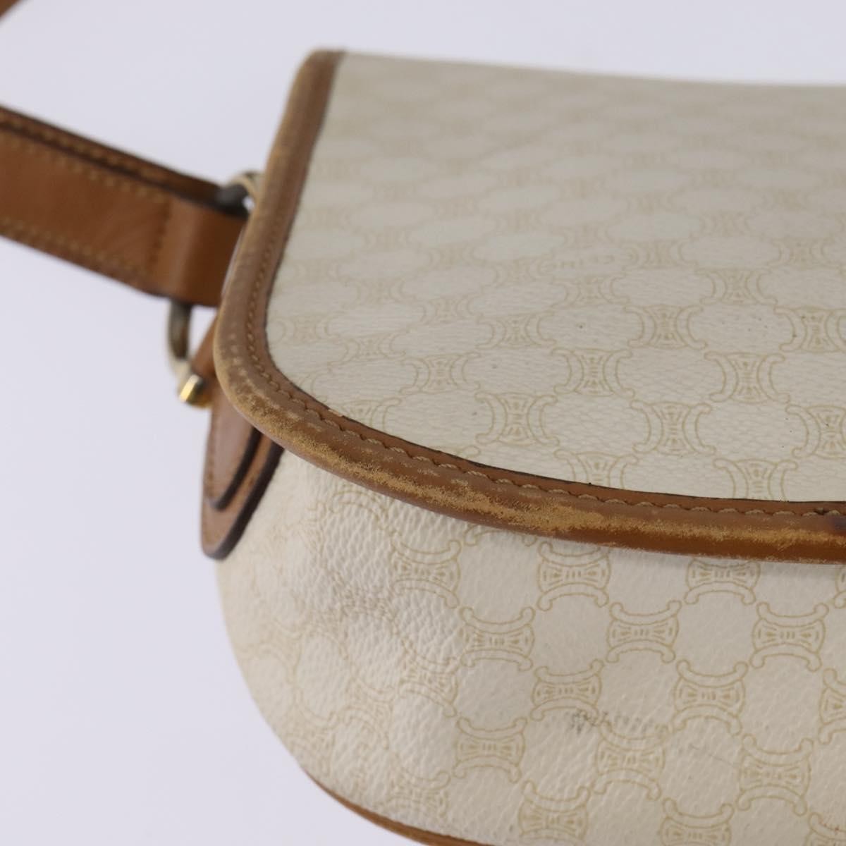 Celine Vintage Macadam Shoulder Bag Canvas and Leather, ECRU, CANVAS, Shoulder bag