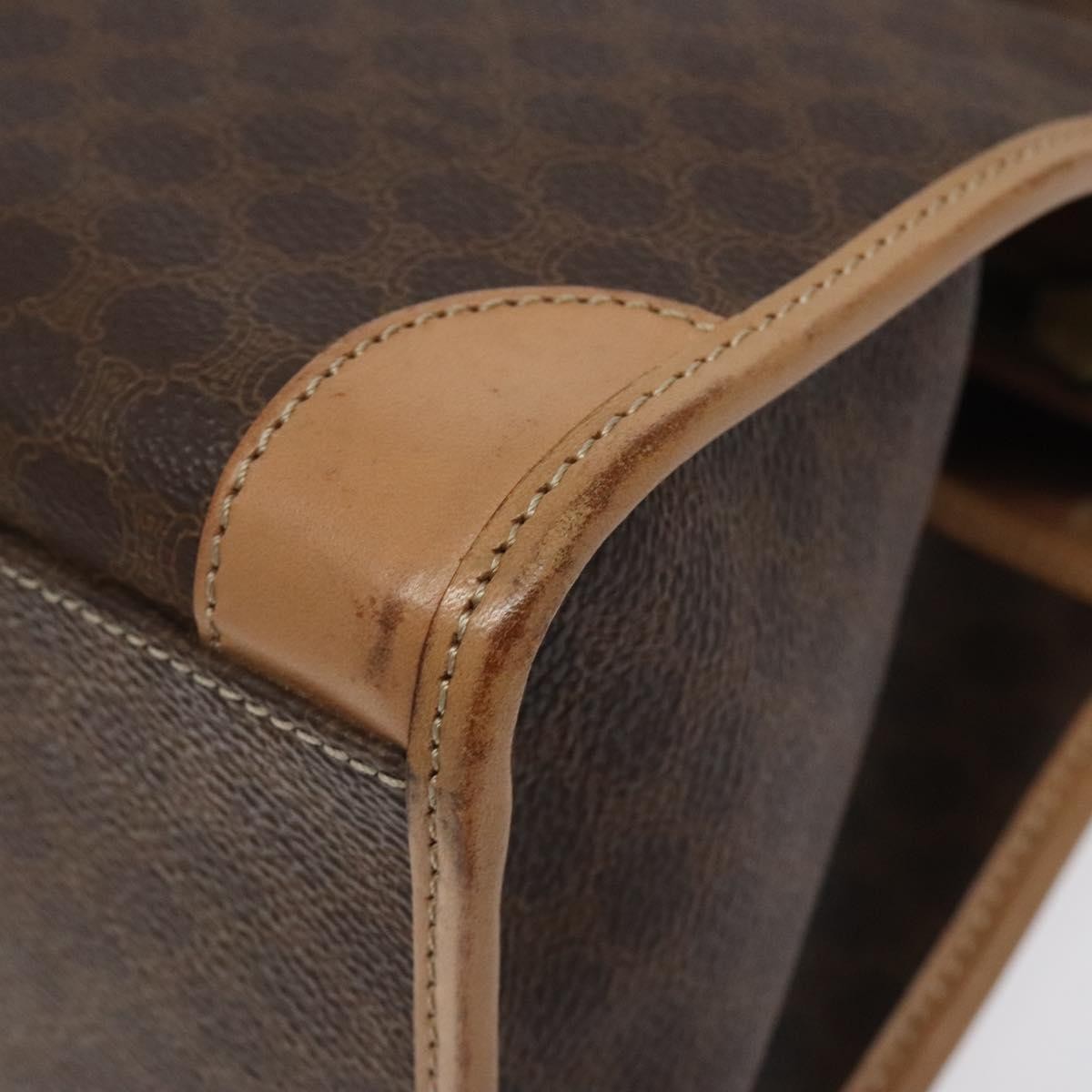 Celine Vintage Macadam Handbag Canvas and Leather, Brown, Canvas, Handbag