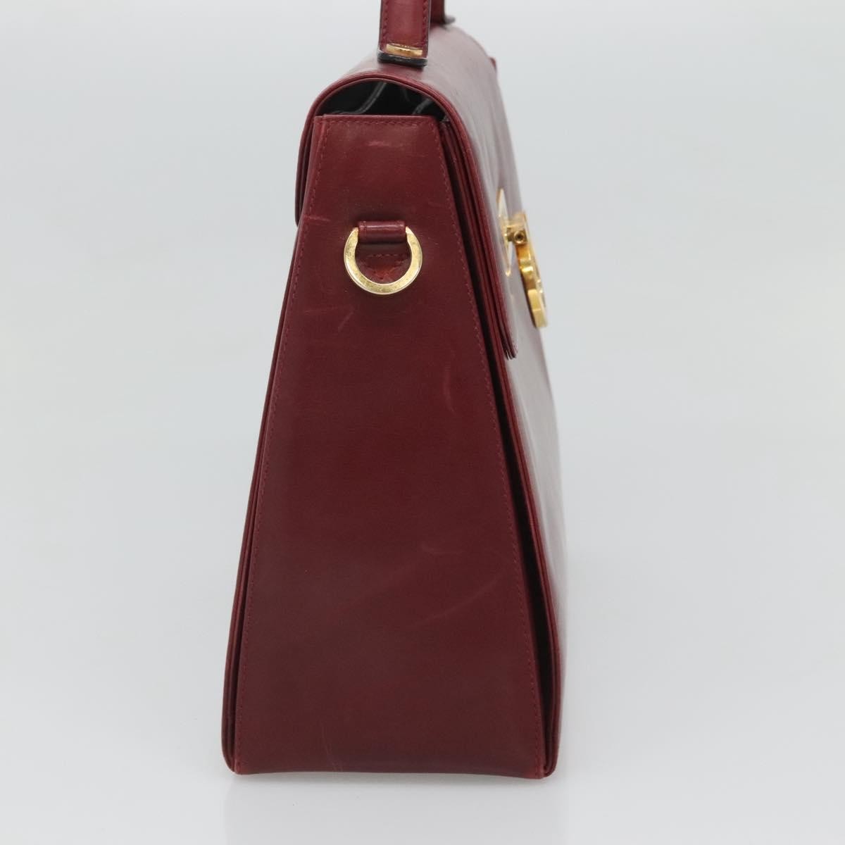 Salvatore Ferragamo Gancini handbag Leather, BURGUNDY, LEATHER, Handbag