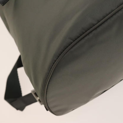 Prada Front Zip Drawstring Backpack Tessuto, GRAY, NYLON, Backpack