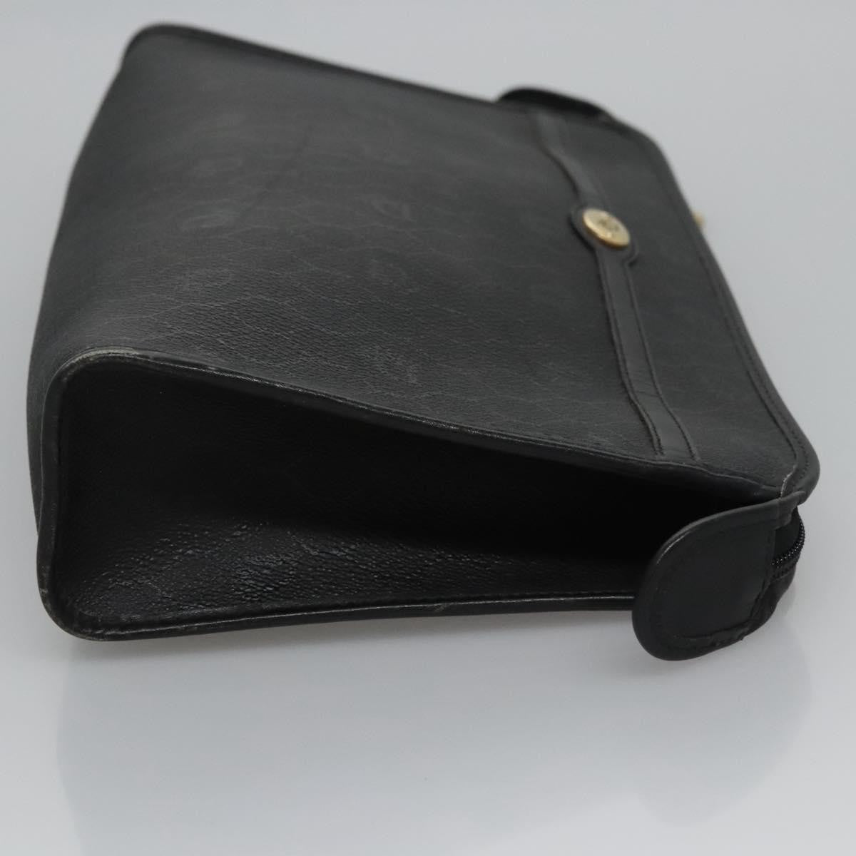 Christian Dior Vintage Honeycomb Zip Pouch Coated Canvas, BLACK, CANVAS, Clutche & pouche