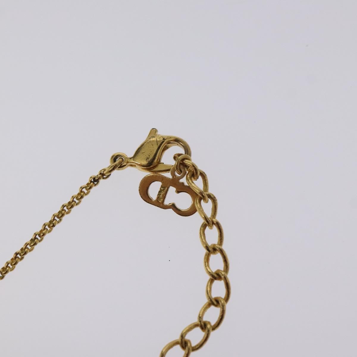 Christian Dior CD Cube Charms Pendant Necklace Metal with Crystals, GOLD, METAL, Necklace
