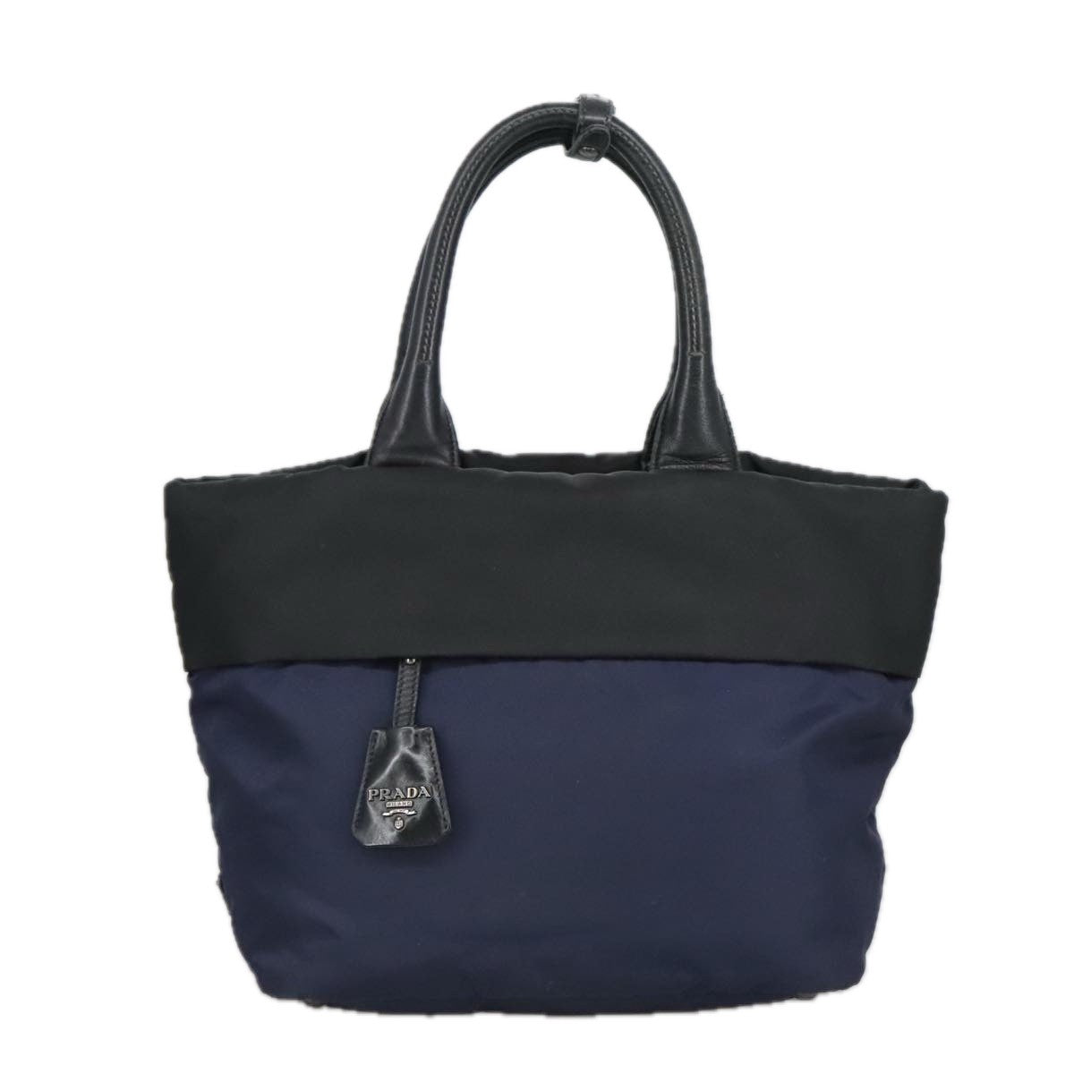 Prada Convertible Double Tote Tessuto, Navy, Nylon, Tote Bag