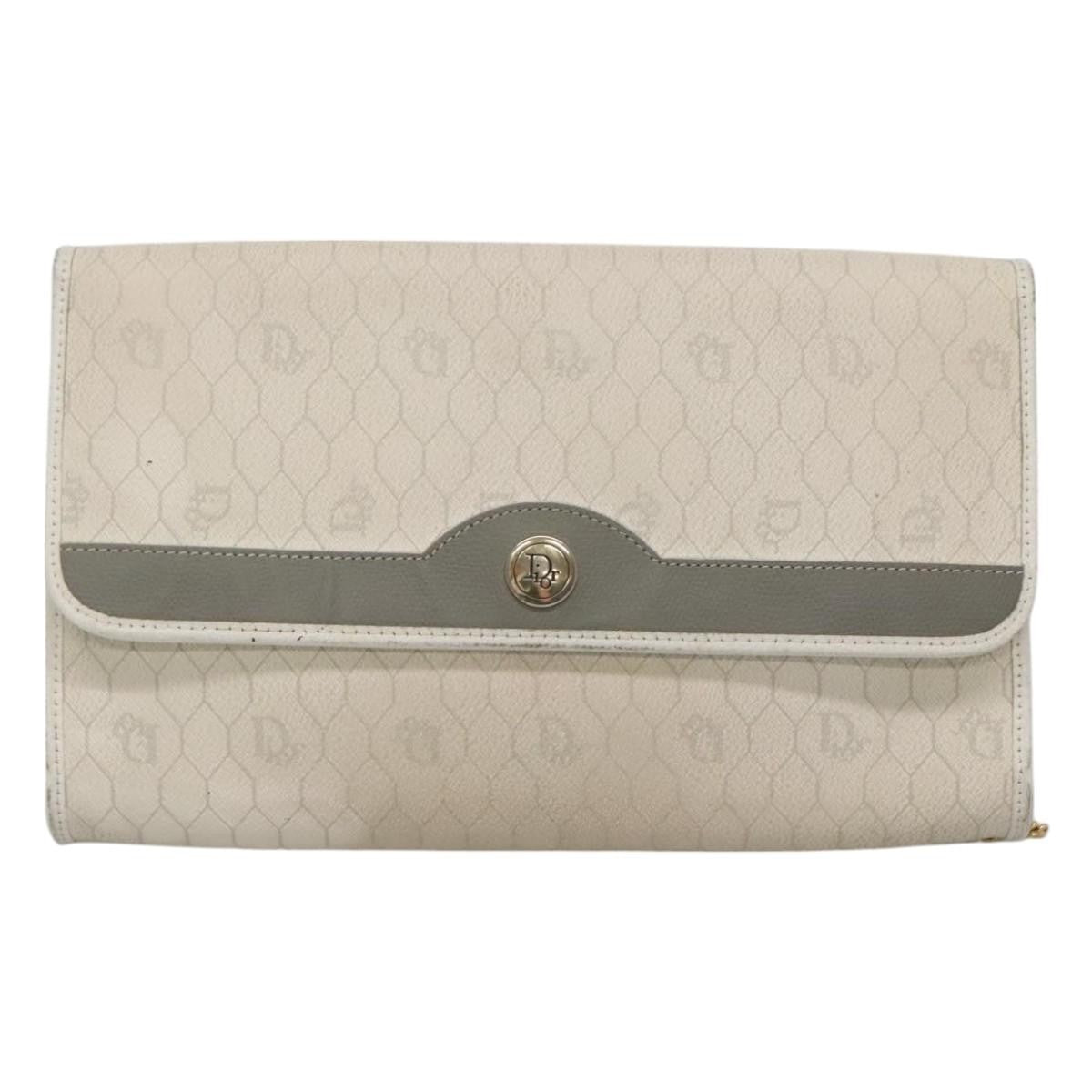 Christian Dior Vintage Honeycomb chain Canvas, WHITE, CANVAS, Handbag