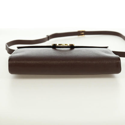 Celine Circle Logo Shoulder Bag Leather, BROWN, LEATHER, Shoulder bag