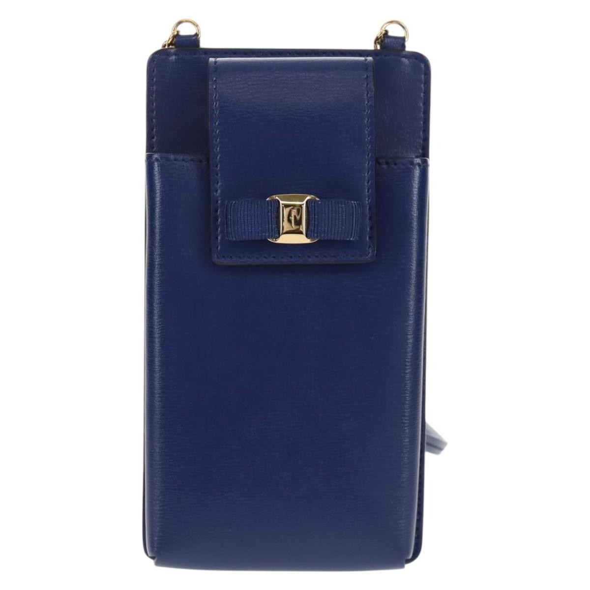 Salvatore Ferragamo Vintage Vara Crossbody Bag Nylon, BLUE, LEATHER, Clutche & pouche