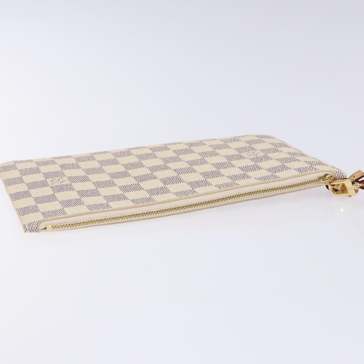 Louis Vuitton Neverfull Pochette Damier, WHITE, CANVAS, Tote bag
