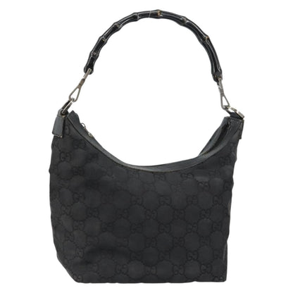Gucci Vintage Bamboo Hobo GG Canvas, BLACK, CANVAS, Shoulder bag