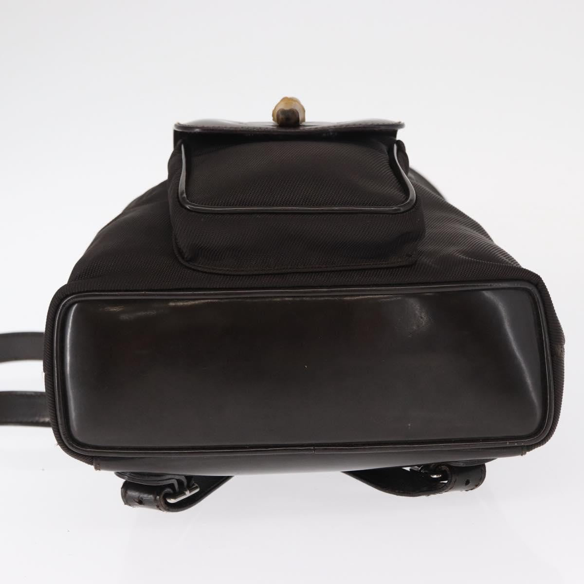 Gucci Vintage Bamboo Backpack Nylon and Patent Leather, BLACK, NYLON, Backpack