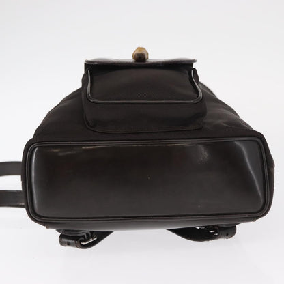 Gucci Vintage Bamboo Backpack Nylon and Patent Leather, BLACK, NYLON, Backpack