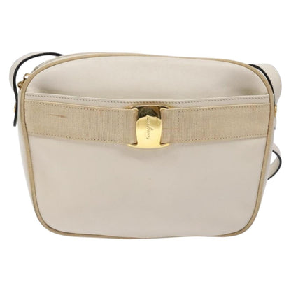 Salvatore Ferragamo Vala Shoulder Bag Leather, BEIGE, LEATHER, Shoulder bag
