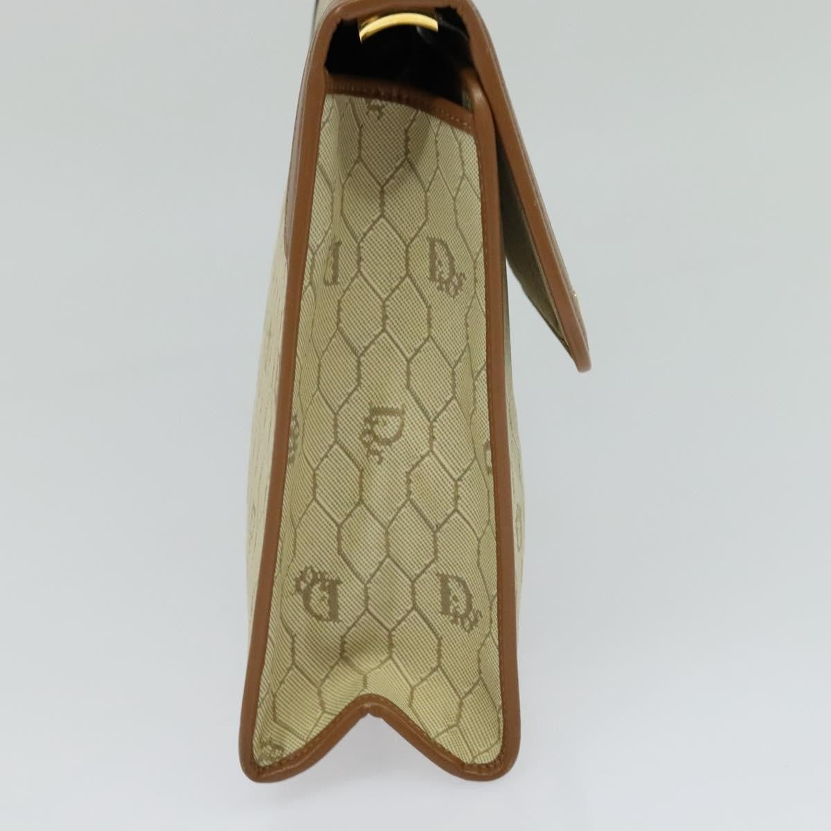 Christian Dior Vintage Honeycomb Shoulder Bag Canvas and Leather, BEIGE, CANVAS, Shoulder bag