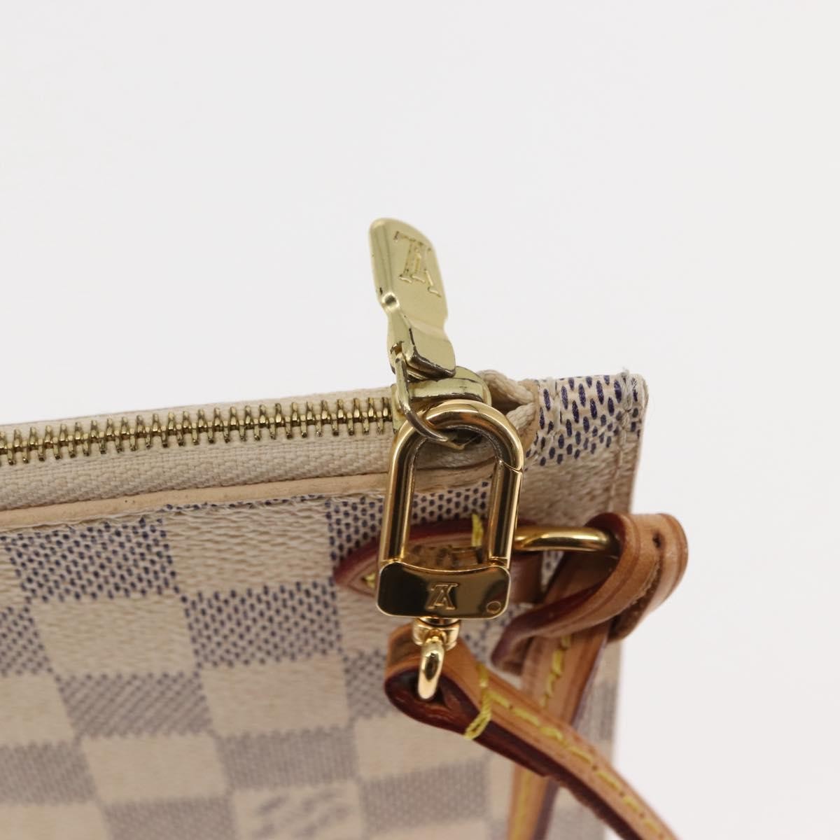 Louis Vuitton Neverfull Pochette Damier, WHITE, CANVAS, Clutche & pouche