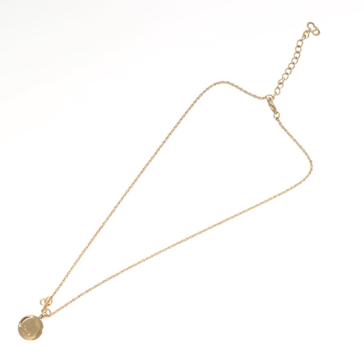 Christian Dior CD Round Pendant Necklace Metal and Crystals, GOLD, METAL, Necklace