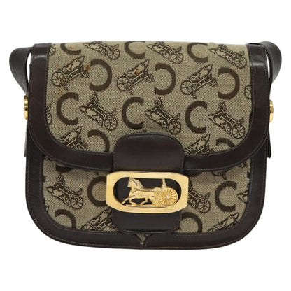 Celine C Sulky Shoulder bag Canvas and Leather, BEIGE, CANVAS, Shoulder bag
