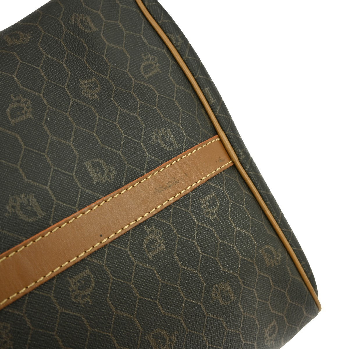 Christian Dior Vintage Honeycomb Boston bag Canvas and Leather, BLACK, PVC, Travel bag