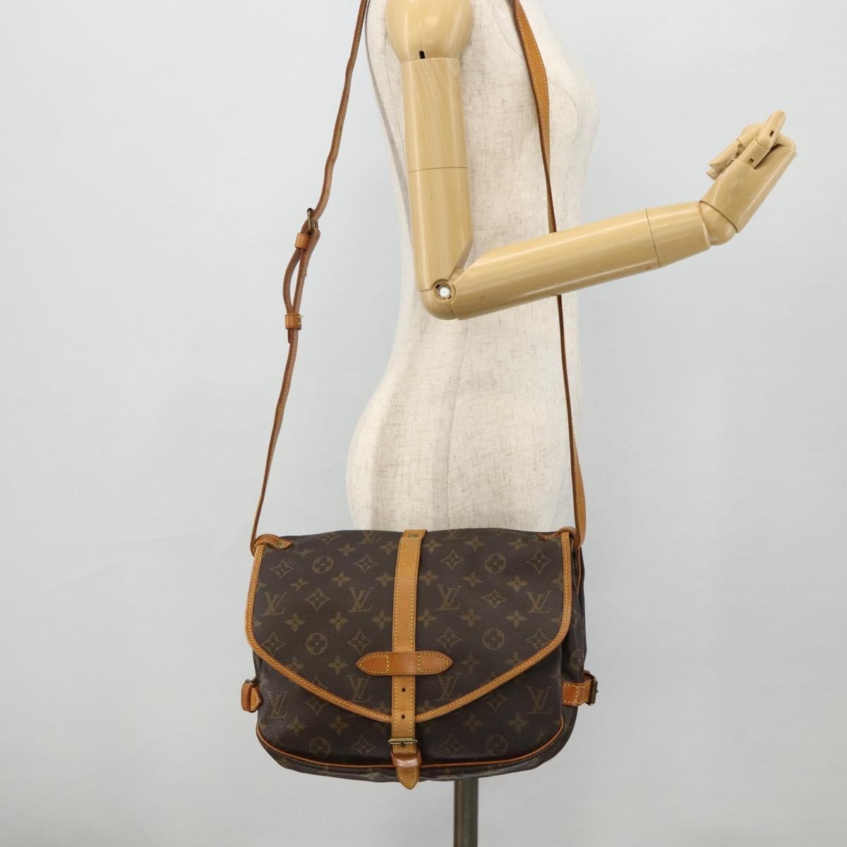 Louis Vuitton Saumur Handbag Monogram Canvas, Brown, Canvas, Shoulder Bag