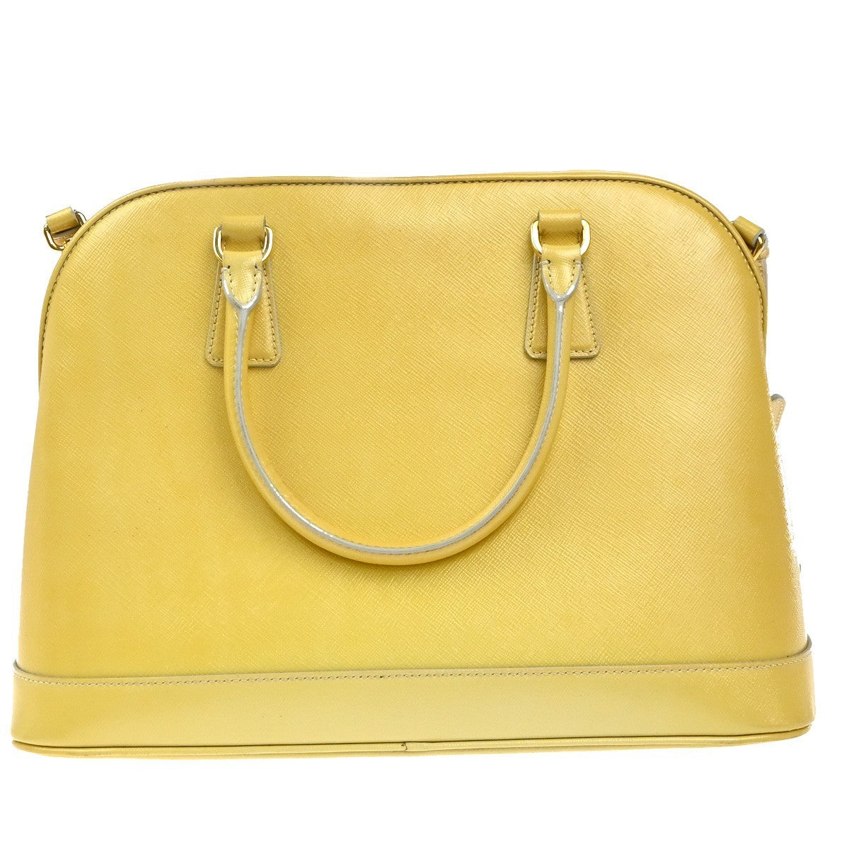 Prada Open Promenade Bag Saffiano Leather, Yellow, Leather, Handbag