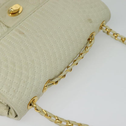 Bally Vintage Chain Shoulder Bag Quilted Leather, White, Leather, Shoulder Bag