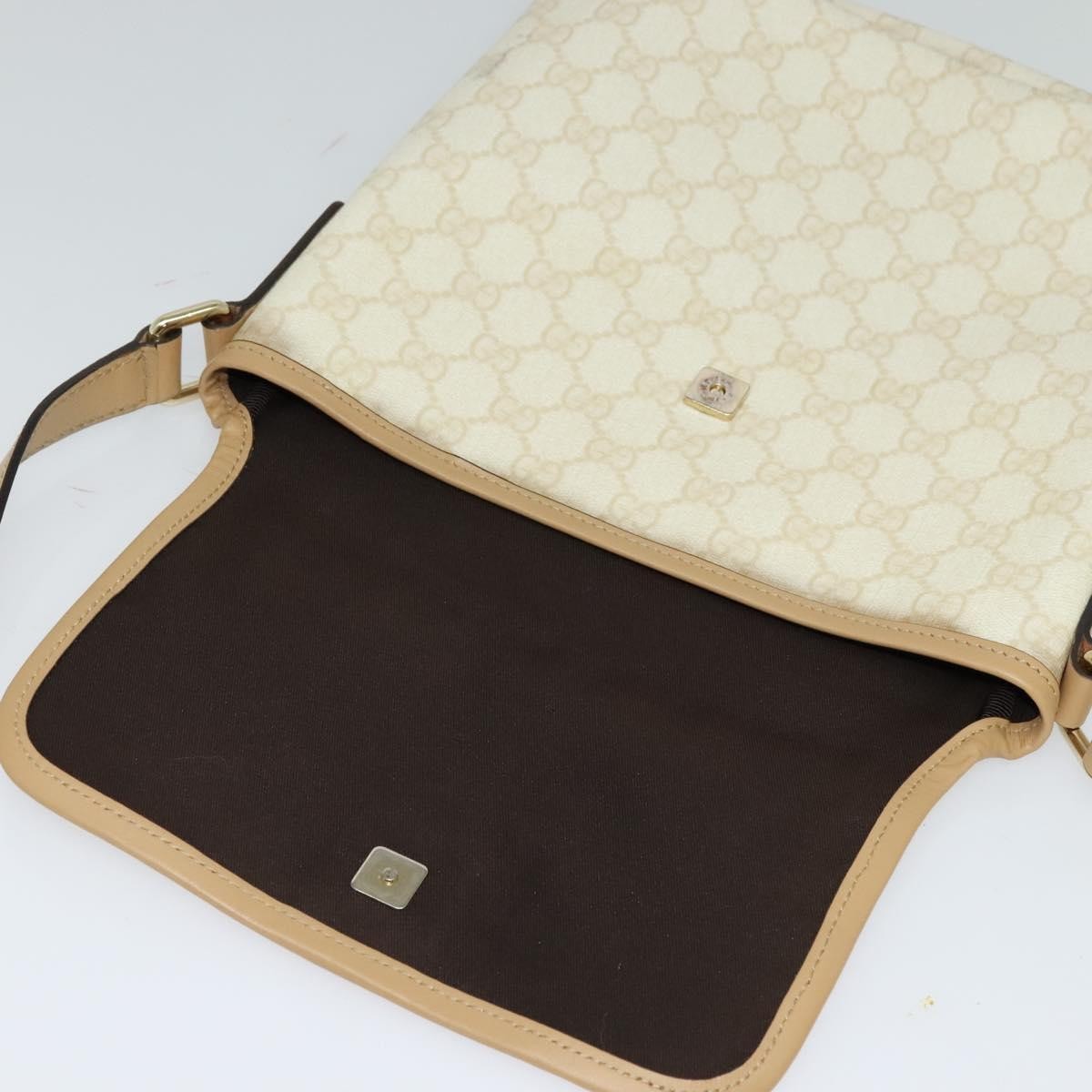 Gucci Flap Messenger GG Coated Canvas, WHITE, PVC, Shoulder bag