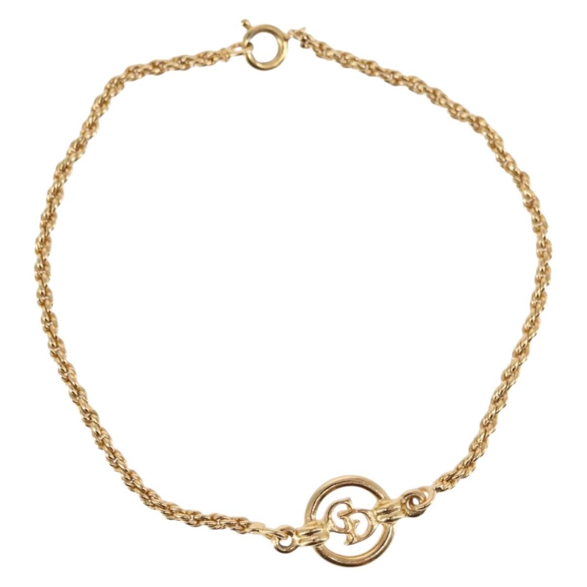 Christian Dior Vintage Logo Bracelet Metal, GOLD, METAL, Bracelet