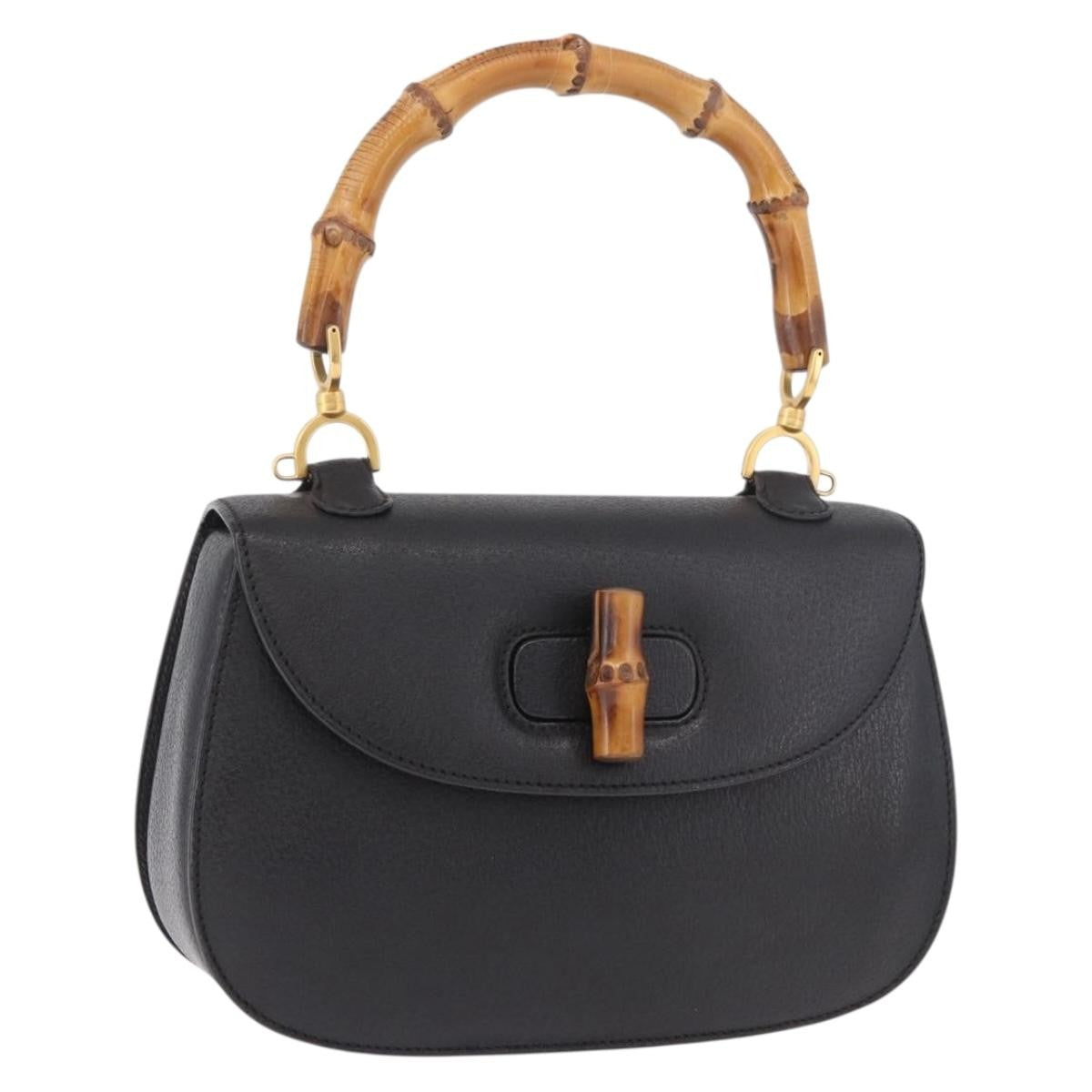 Gucci Bamboo 1947 Top Handle Bag Leather, Black, Leather, Handbag
