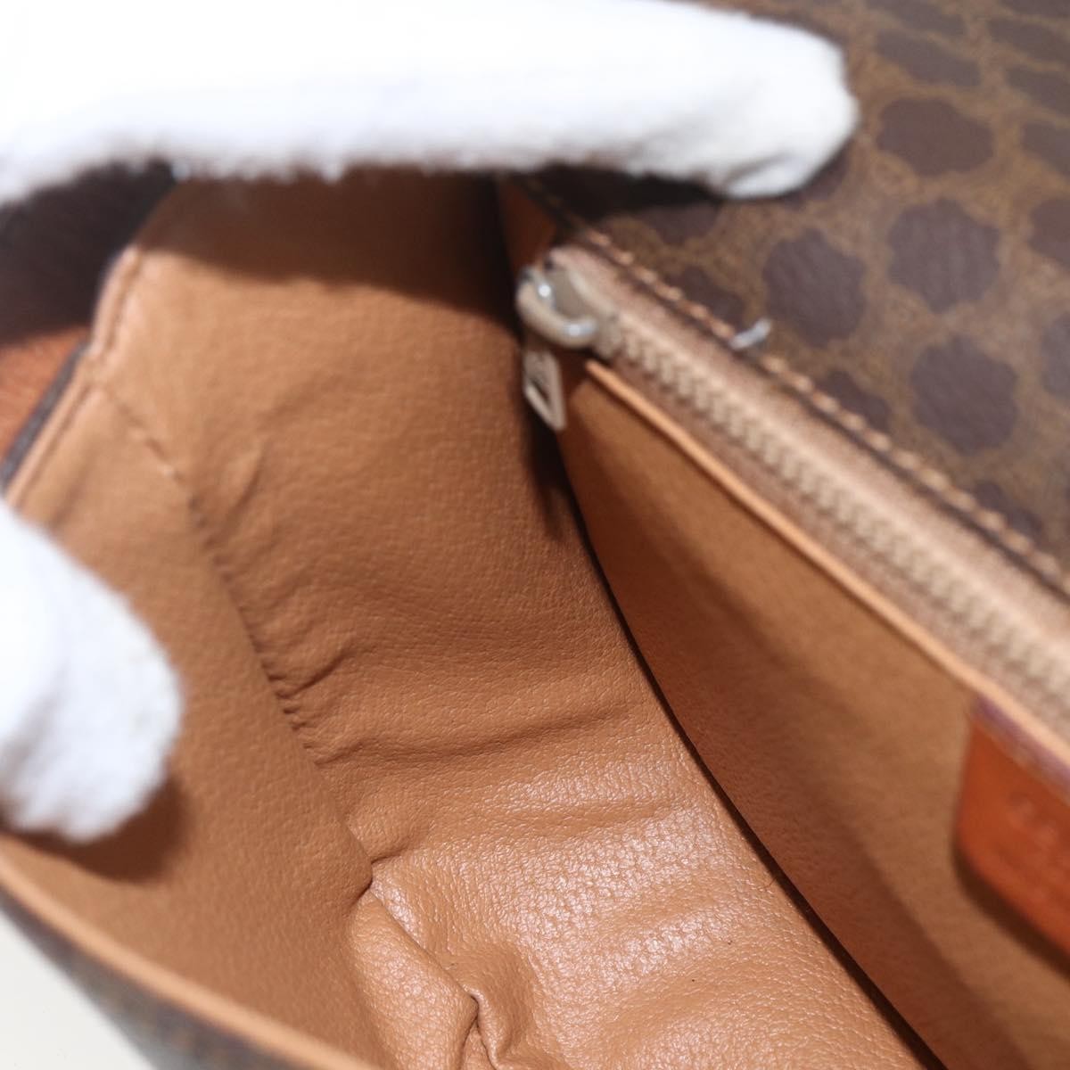 Celine Vintage Macadam Shoulder Bag Canvas and Leather, BROWN, PVC, Shoulder bag
