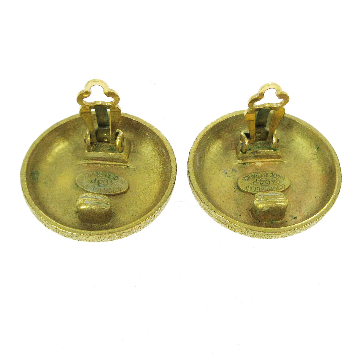 Chanel CC Round Earrings Metal, GOLD, GOLD, Earrings