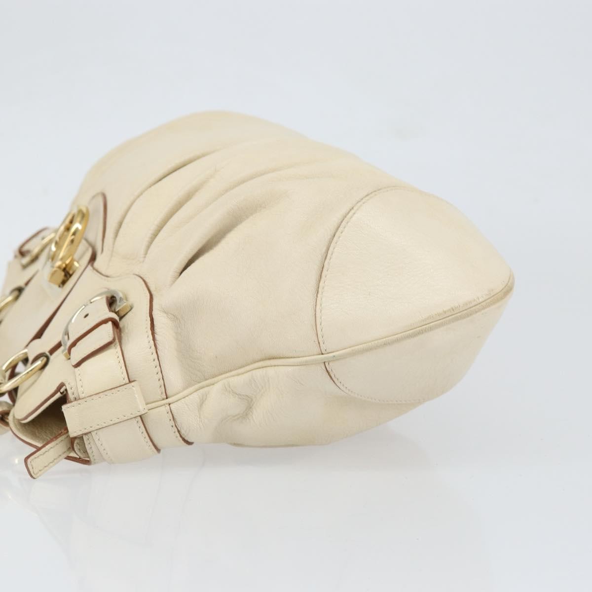 Salvatore Ferragamo Gancini handbag Leather, WHITE, LEATHER, Handbag