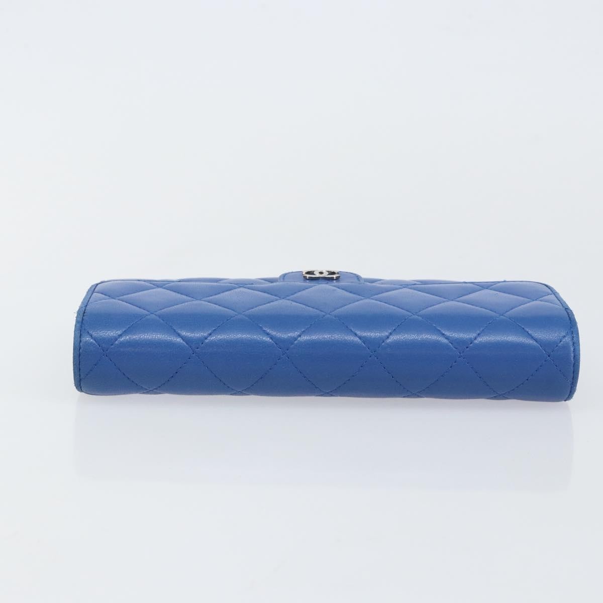 Chanel CC Gusset Classic Flap Wallet Quilted Lambskin, BLUE, LEATHER, Wallets