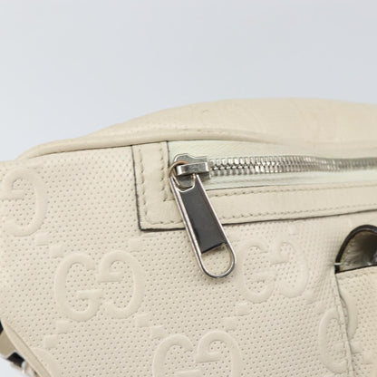 Gucci Front Pocket Belt Bag GG Embossed Perforated Leather, WHITE, LEATHER, Shoulder bag