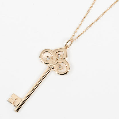 Tiffany & Co. Fleur de Lis Key Pendant Necklace 18K Pink gold and Diamonds, GOLD, PINK_GOLD, Necklace