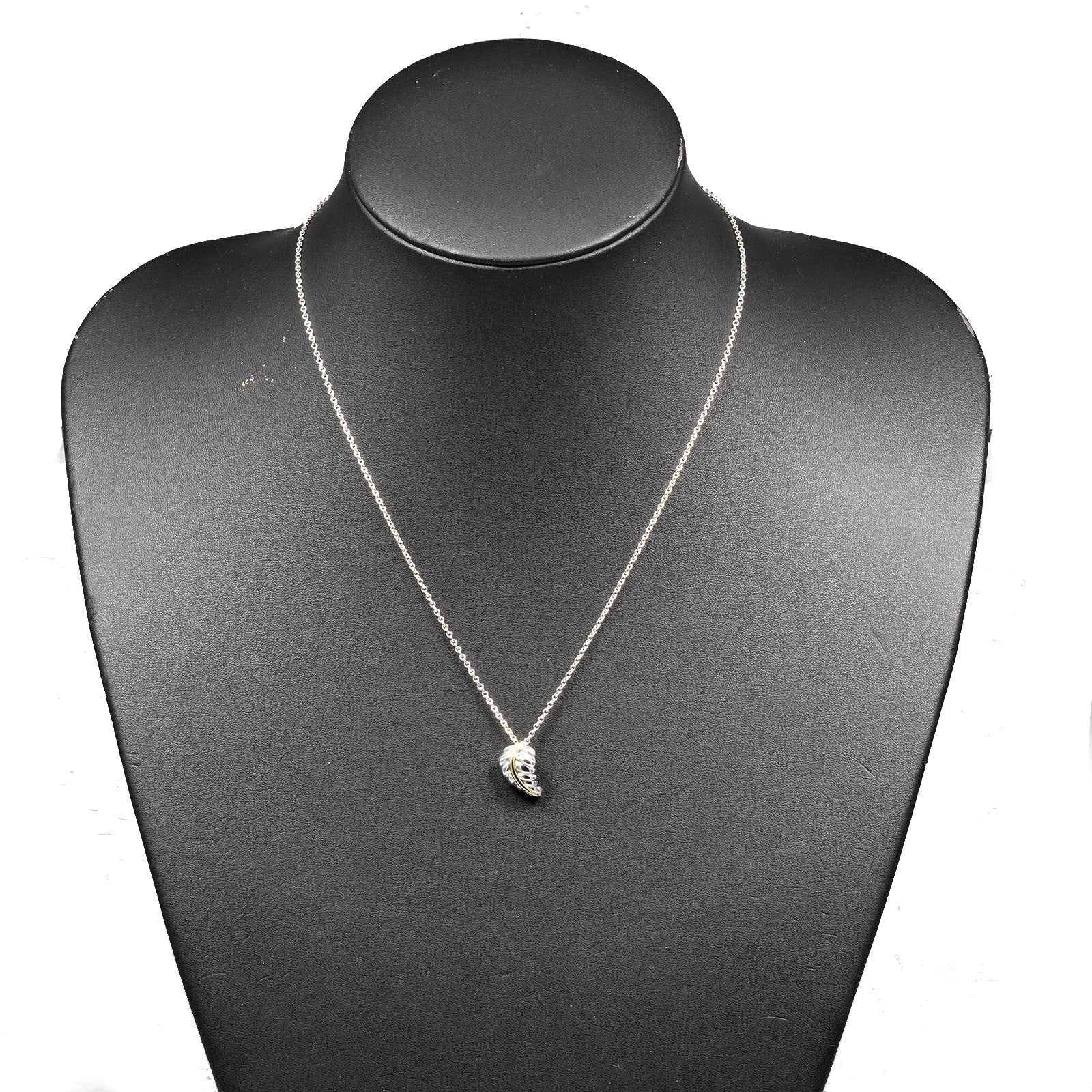 Tiffany & Co. Leaf Pendant Necklace Silver 925 and K18 Yellow Gold, SILVER, SILVER, Necklace